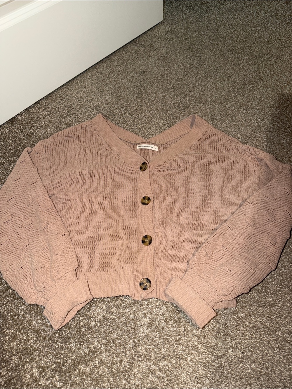 Button-Front Cropped Knit Sweater